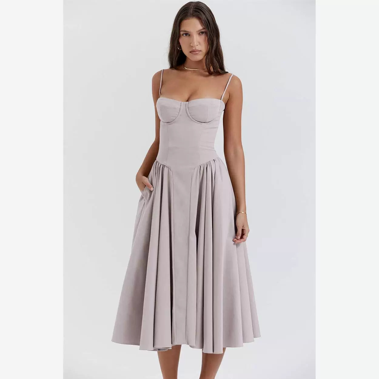 Flfiij | European & American New Style French Retro Temperament Suspender Dress for Women