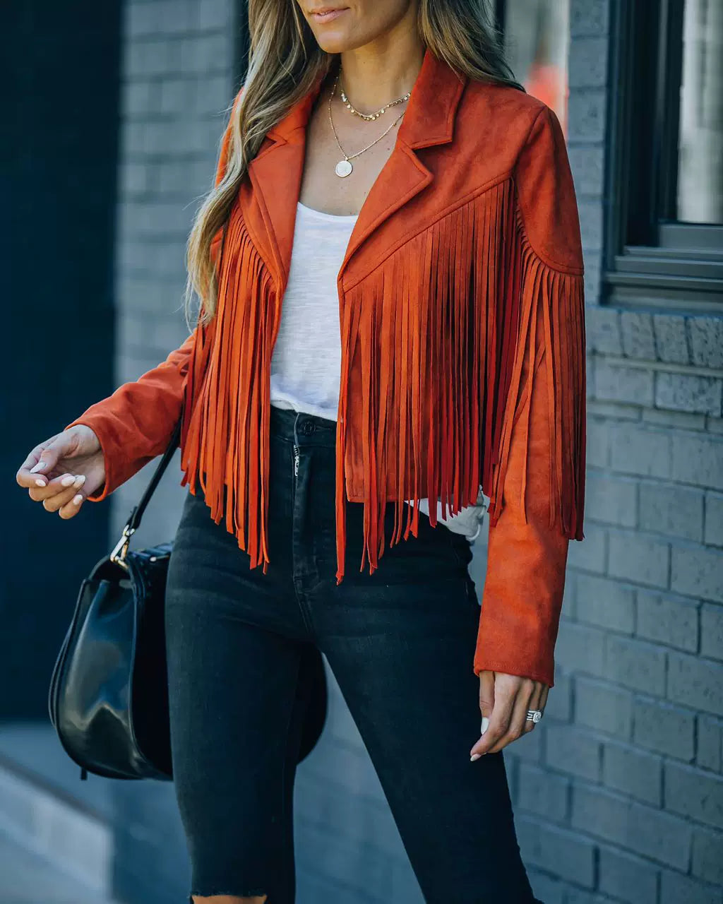 Flfiij | European & American Style Slim Long Sleeve Fringe Jacket for Women