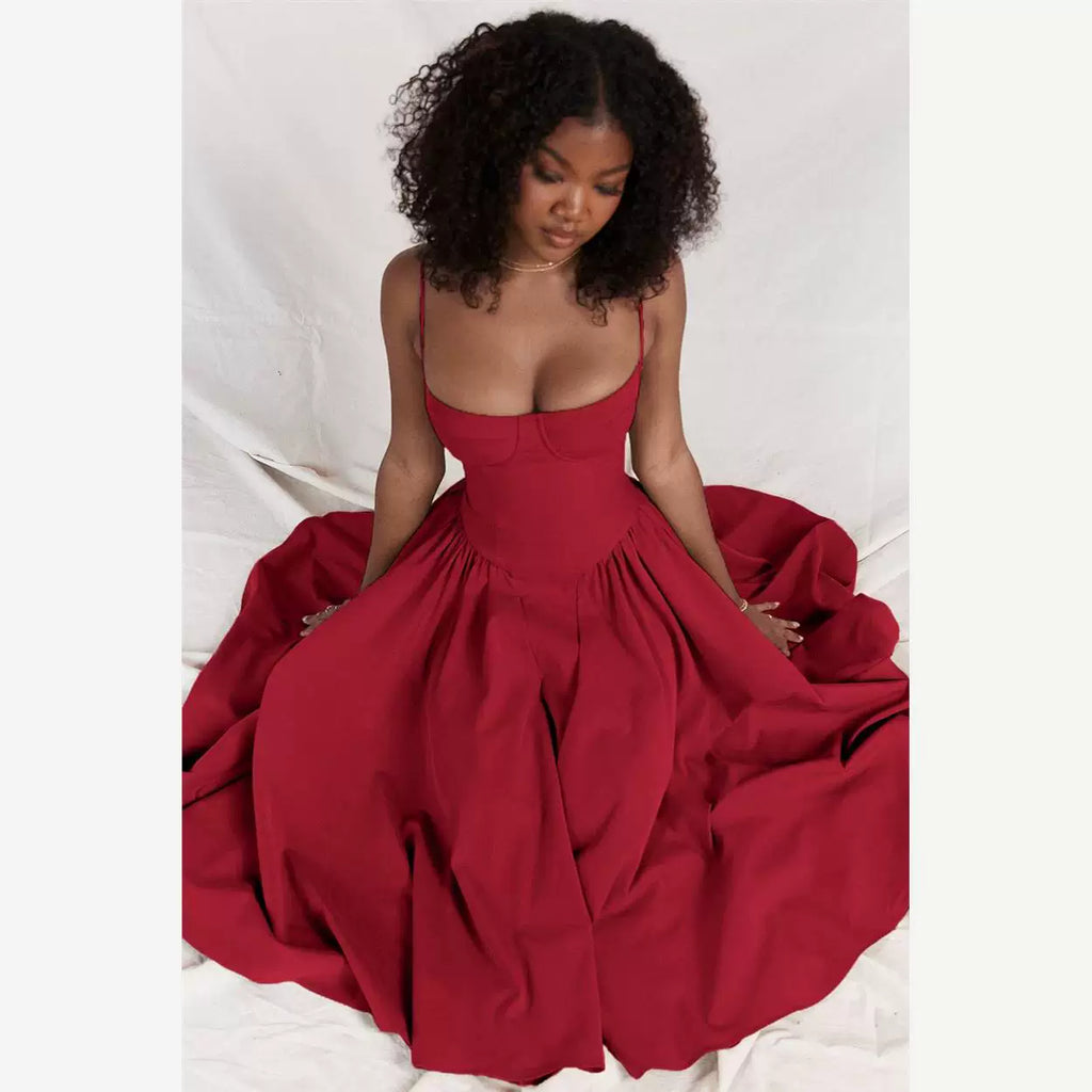 Flfiij | European & American New Style French Retro Temperament Suspender Dress for Women