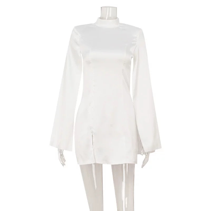 Flfiij | Elegant Cape Sleeve Waist-Slimming Dress with Figure-Flattering Slit