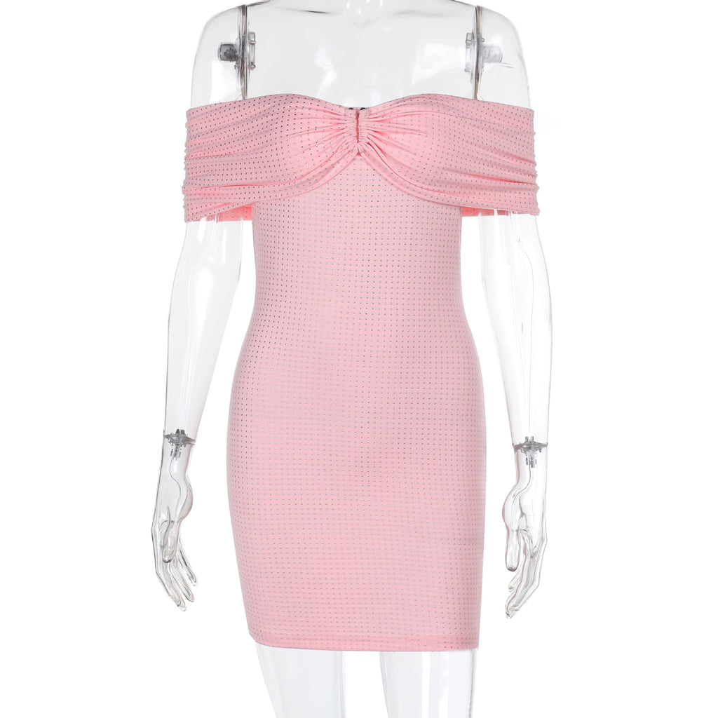 Flfiij | European & American One-Shoulder Thin Flash Tube Top Dress – Sexy Waist & Hip Skirt for Women (Summer)