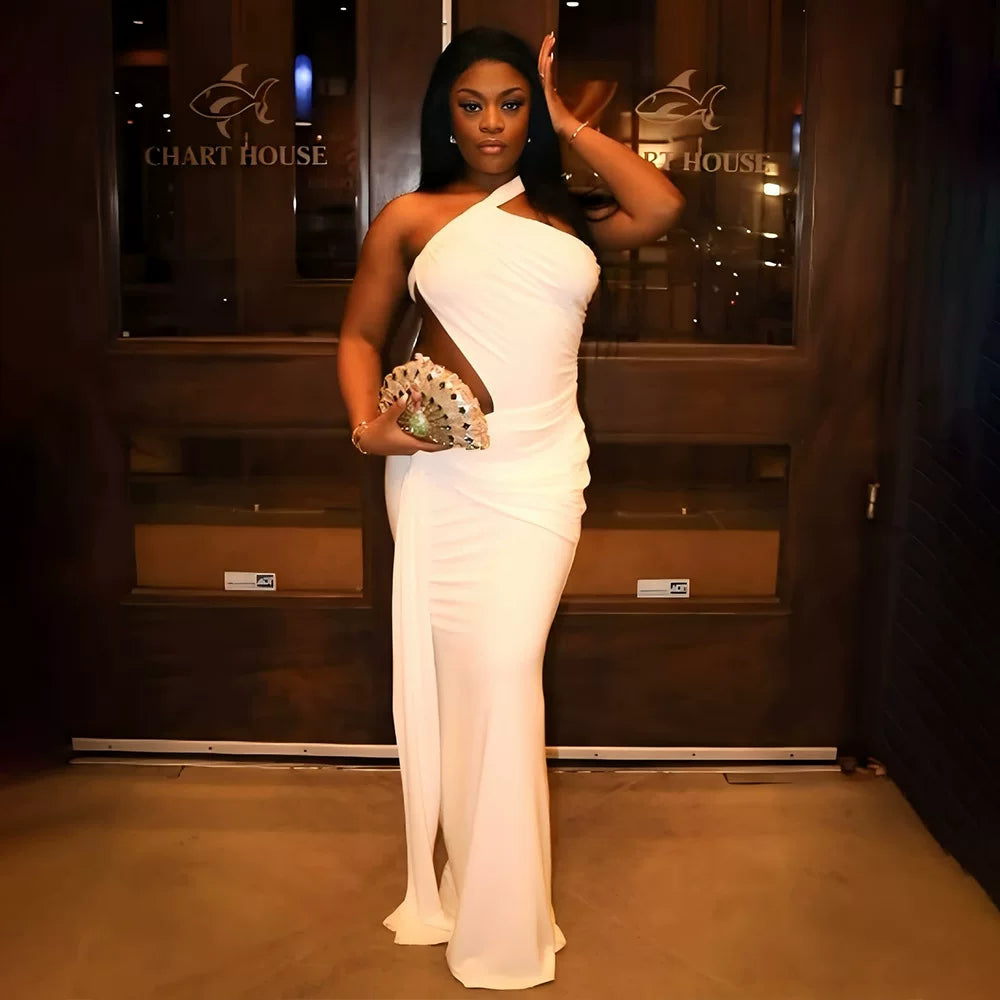 Flfiij | Cngirl European & American Sexy Personality Suspender Tube Top Off-Shoulder Dress – Irregular Hip-Revealing Waist Sleeveless Dress for Hot Girls