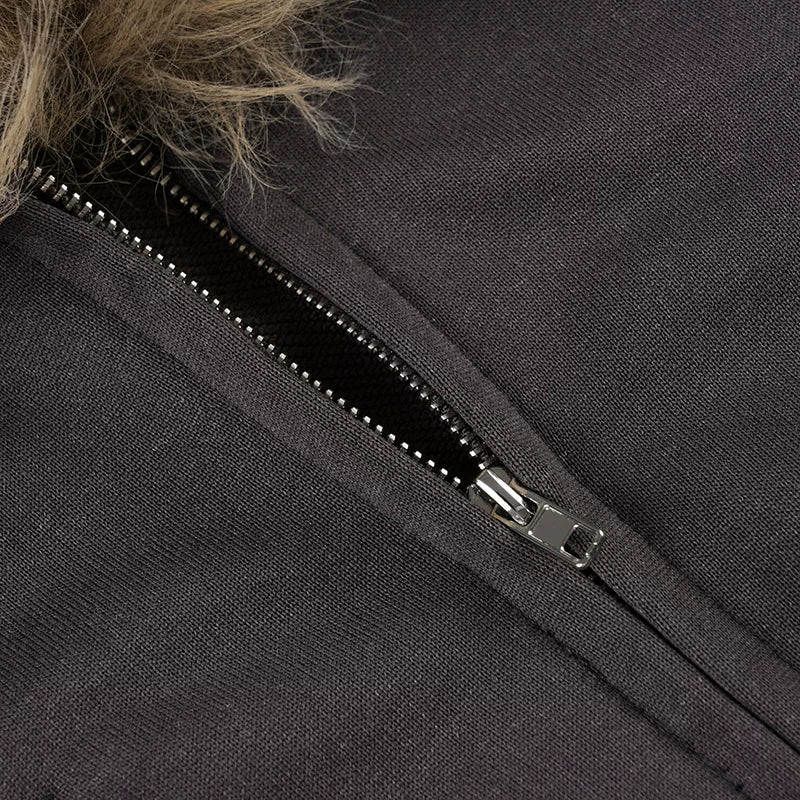 Flfiij | Women's Slimming Hooded Zipper Sweatshirt with Fur Collar