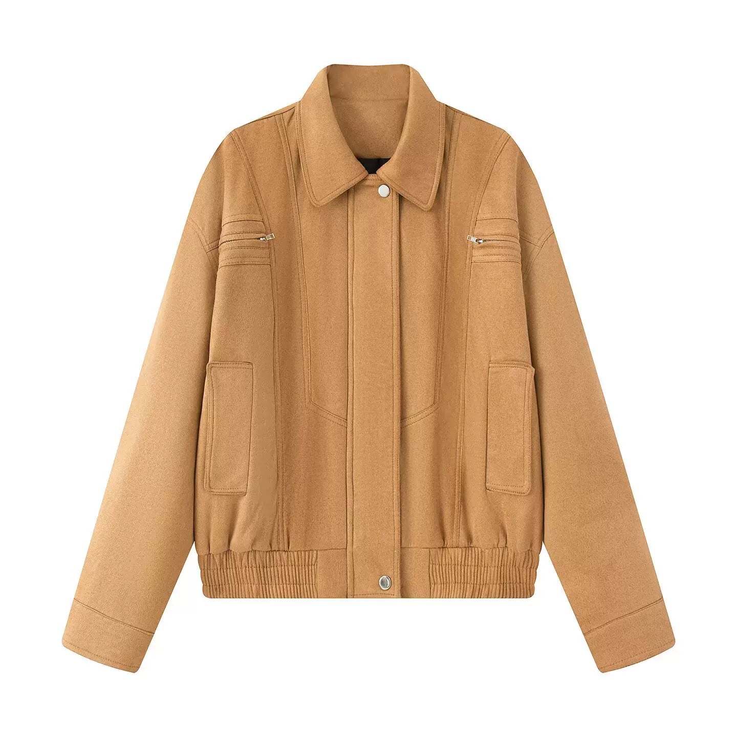 Flfiij | Loose Suede Pilot Motorcycle Jacket – American Street Style Autumn Baseball Jacket for Women