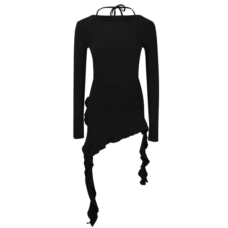 Flfiij | Offsoul Wasteland Hottie Style Tassel Long-Sleeve Top – Slim Fit Autumn & Winter Dress T-Shirt for Women