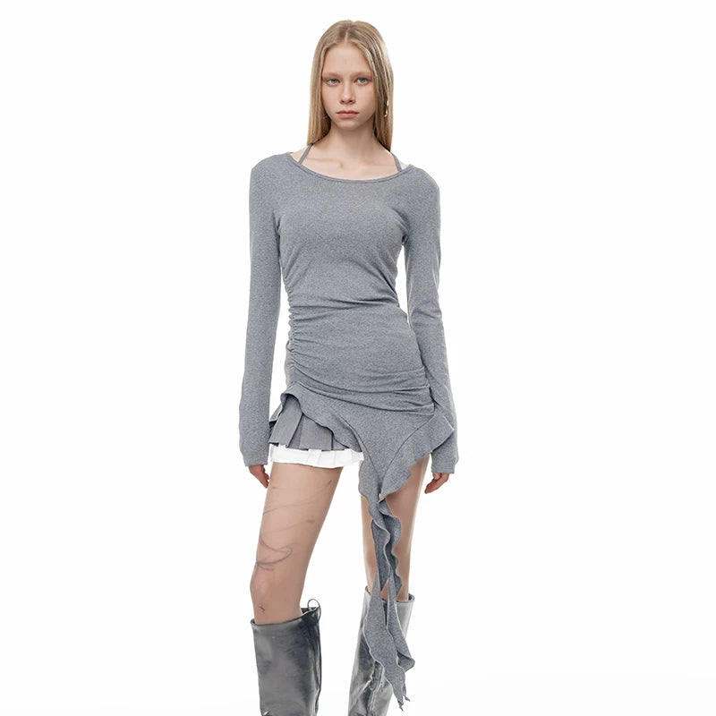 Flfiij | Offsoul Wasteland Hottie Style Tassel Long-Sleeve Top – Slim Fit Autumn & Winter Dress T-Shirt for Women