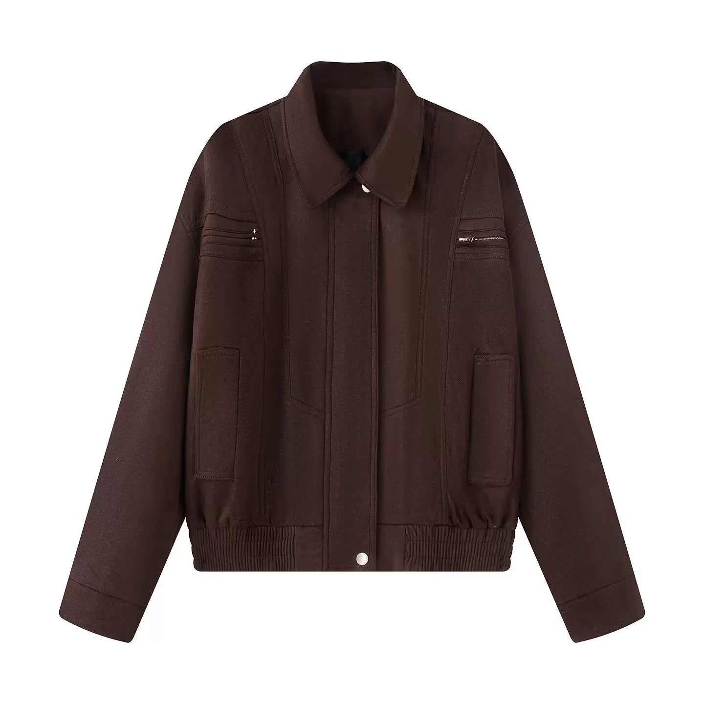 Flfiij | Loose Suede Pilot Motorcycle Jacket – American Street Style Autumn Baseball Jacket for Women